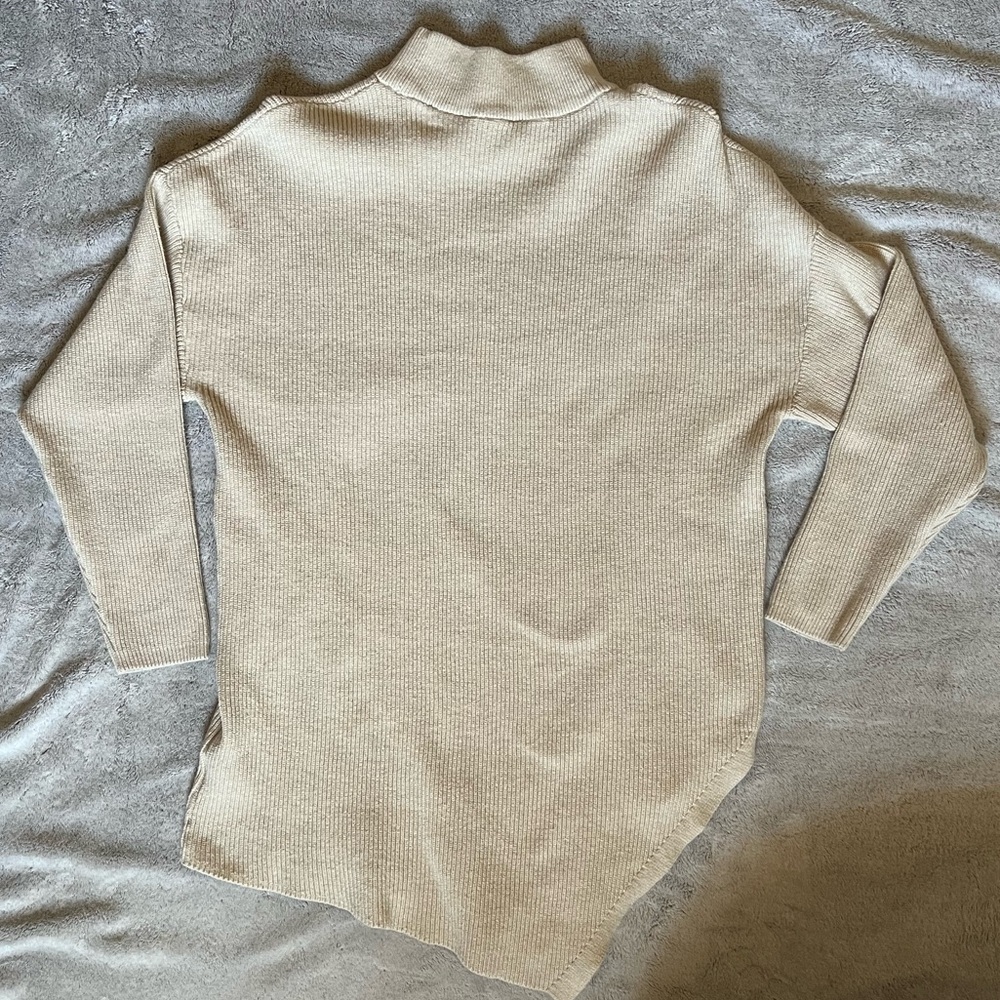 Cream Long Sleeve Turtle Neck Knit Sweater - Picture 5 of 8